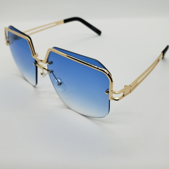 Gold Tone Frame Premium Fashion Aviator Sunglasses Eyewear - Picture 1 of 5